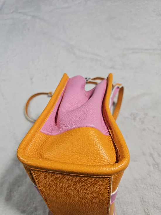 Marc Jacobs Pink & Orange The Tote Bag – Leather Shoulder Tote - Picture 6 of 13